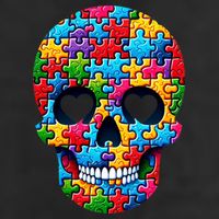 Autism Puzzle Skull Artistic Autism Awareness Support Gift 11oz C Handle Ceramic Mug