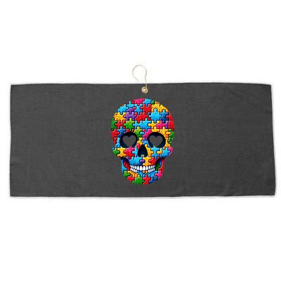 Autism Puzzle Skull Artistic Autism Awareness Support Gift Large Microfiber Waffle Golf Towel