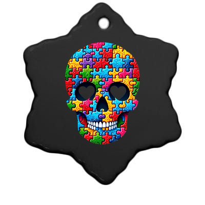 Autism Puzzle Skull Artistic Autism Awareness Support Gift Ceramic Star Ornament