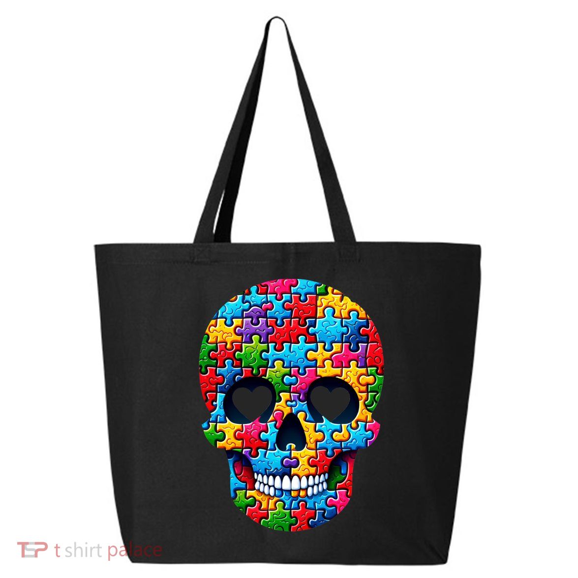 Autism Puzzle Skull Artistic Autism Awareness Support Gift 25L Jumbo Tote