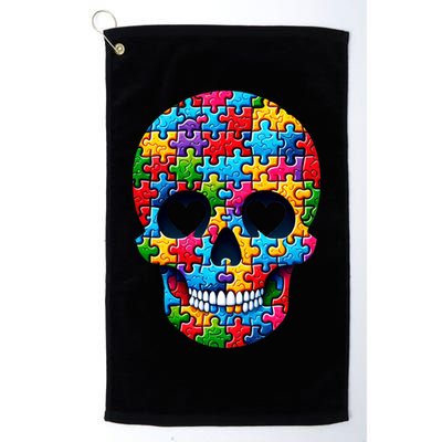 Autism Puzzle Skull Artistic Autism Awareness Support Gift Golf Towel