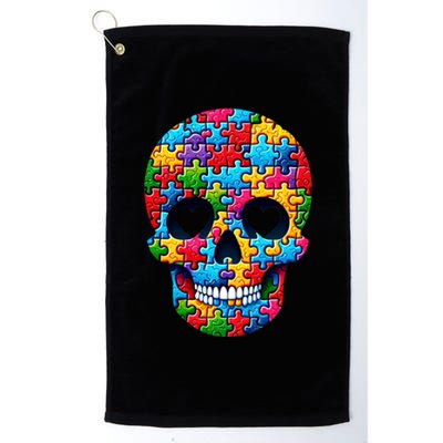 Autism Puzzle Skull Artistic Autism Awareness Support Gift Platinum Collection Golf Towel