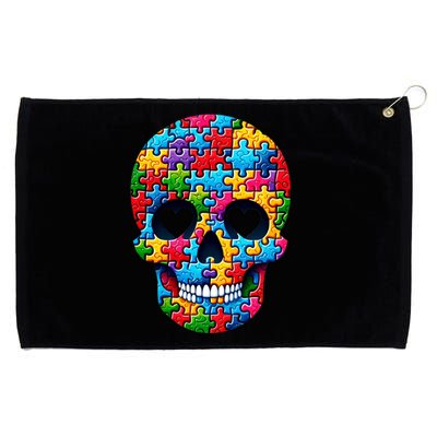 Autism Puzzle Skull Artistic Autism Awareness Support Gift Grommeted Golf Towel