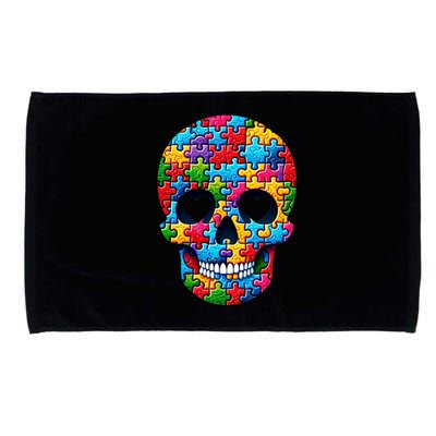 Autism Puzzle Skull Artistic Autism Awareness Support Gift Microfiber Hand Towel