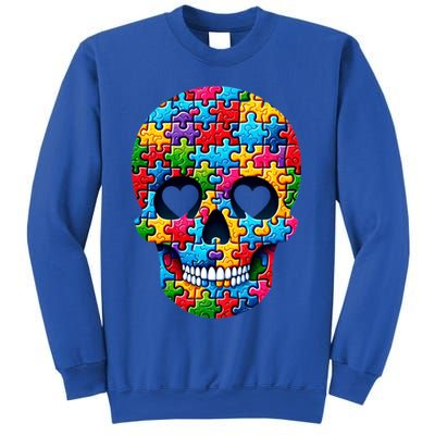 Autism Puzzle Skull Artistic Autism Awareness Support Gift Sweatshirt