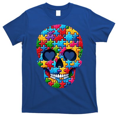 Autism Puzzle Skull Artistic Autism Awareness Support Gift T-Shirt