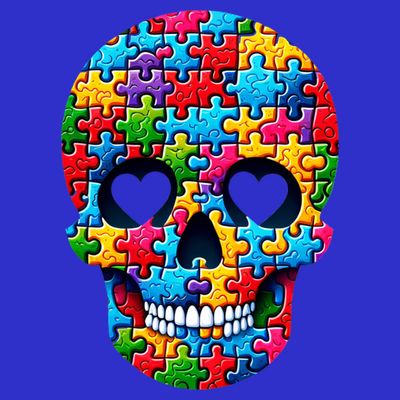 Autism Puzzle Skull Artistic Autism Awareness Support Gift T-Shirt