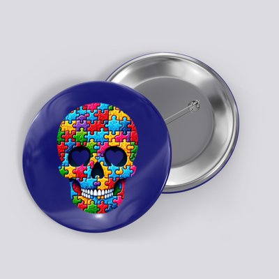 Autism Puzzle Skull Artistic Autism Awareness Support Gift Button