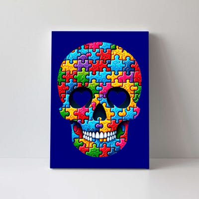 Autism Puzzle Skull Artistic Autism Awareness Support Gift Canvas