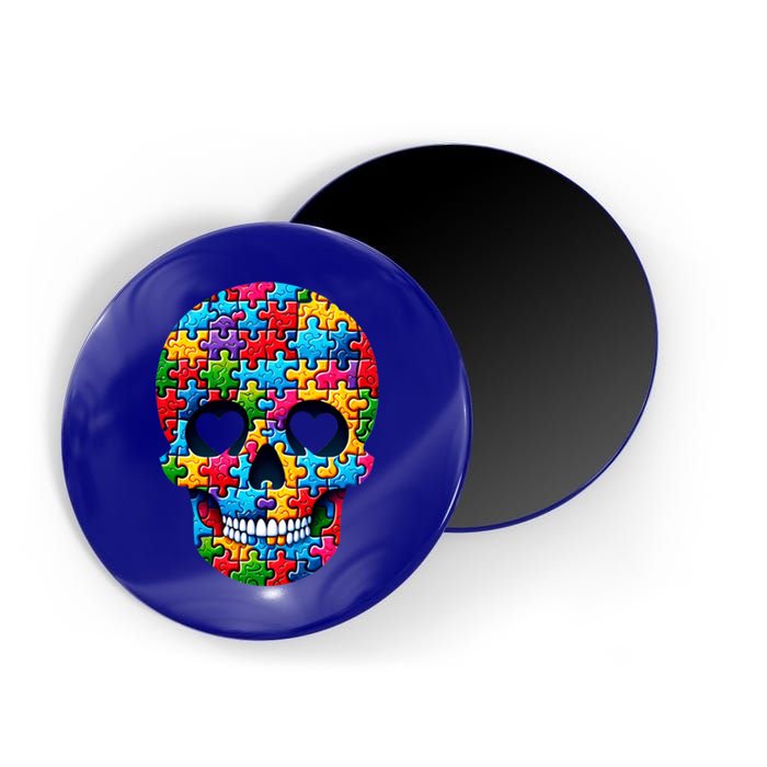 Autism Puzzle Skull Artistic Autism Awareness Support Gift Magnet