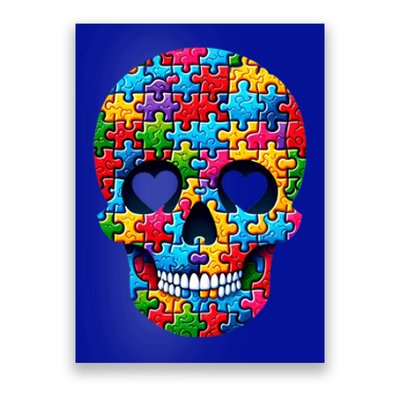 Autism Puzzle Skull Artistic Autism Awareness Support Gift Poster