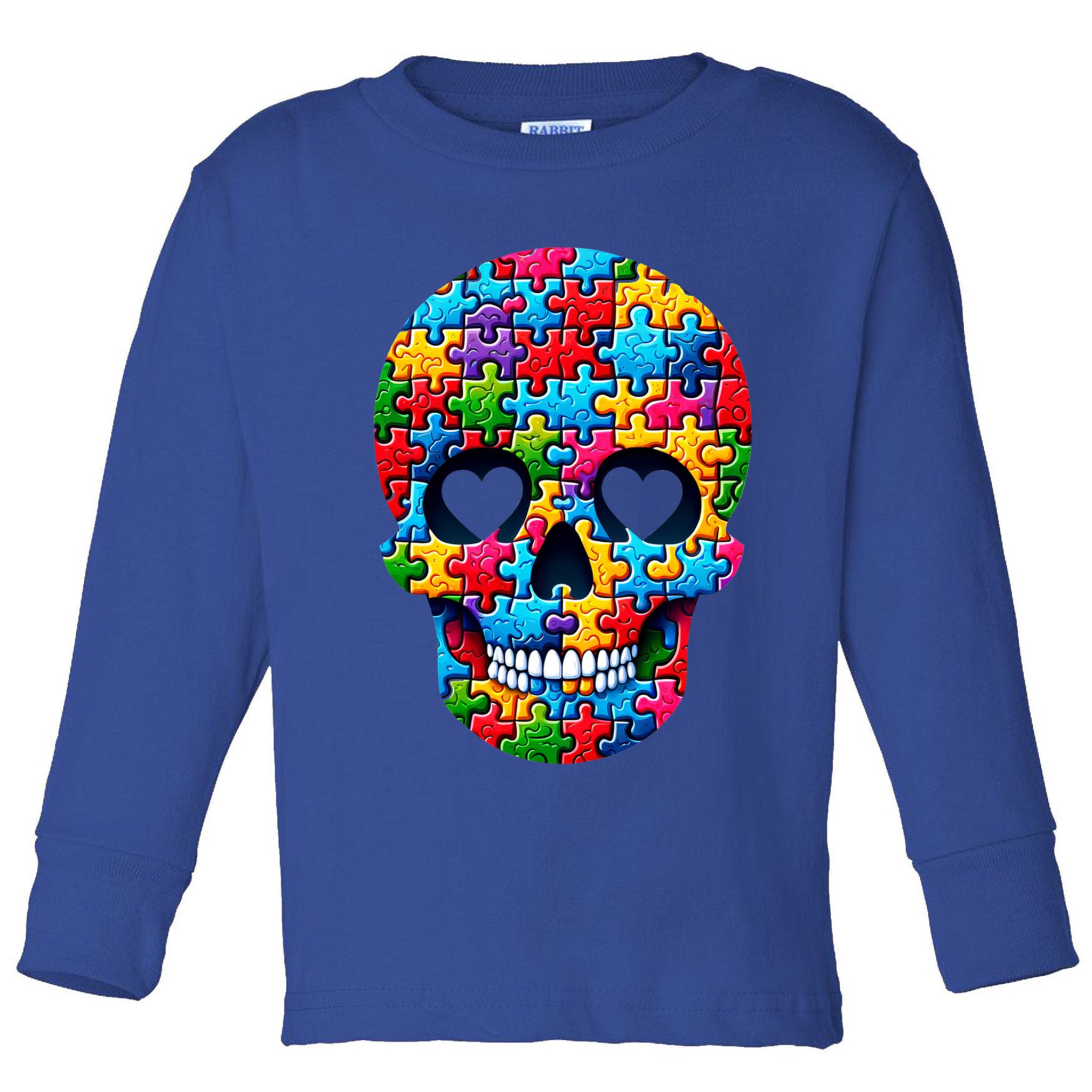 Autism Puzzle Skull Artistic Autism Awareness Support Gift Toddler Long Sleeve Shirt
