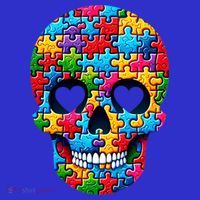 Autism Puzzle Skull Artistic Autism Awareness Support Gift Womens T-Shirt