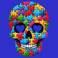 Autism Puzzle Skull Artistic Autism Awareness Support Gift Kids Hoodie