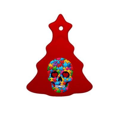 Autism Puzzle Skull Artistic Autism Awareness Support Gift Ceramic Tree Ornament