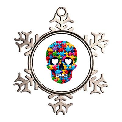 Autism Puzzle Skull Artistic Autism Awareness Support Gift Metallic Star Ornament