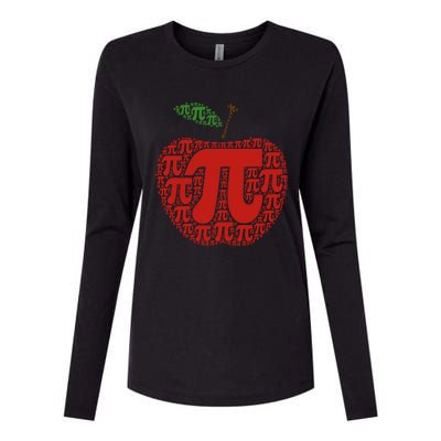 Apple Pi Symbol Pi Day 3/14 Teacher Math Nerd Geek Word Art Meaningful Gift Womens Cotton Relaxed Long Sleeve T-Shirt