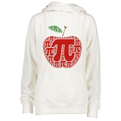 Apple Pi Symbol Pi Day 3/14 Teacher Math Nerd Geek Word Art Meaningful Gift Womens Funnel Neck Pullover Hood