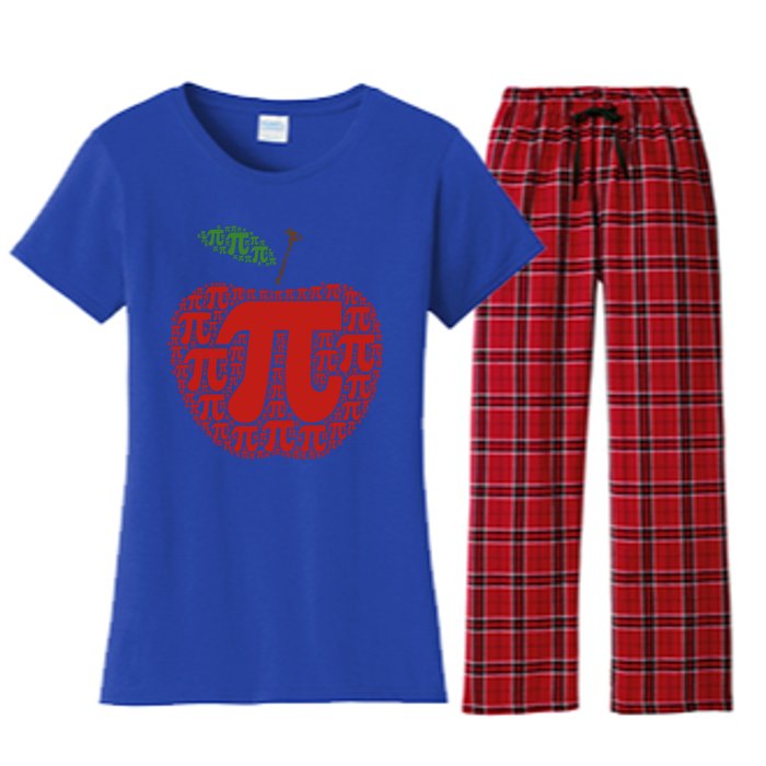 Apple Pi Symbol Pi Day 3/14 Teacher Math Nerd Geek Word Art Meaningful Gift Women's Flannel Pajama Set