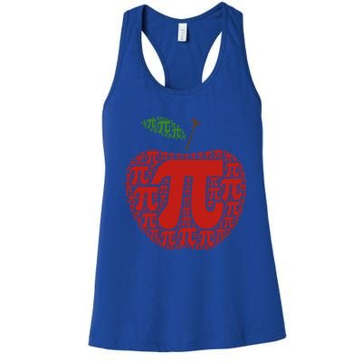 Apple Pi Symbol Pi Day 3/14 Teacher Math Nerd Geek Word Art Meaningful Gift Women's Racerback Tank