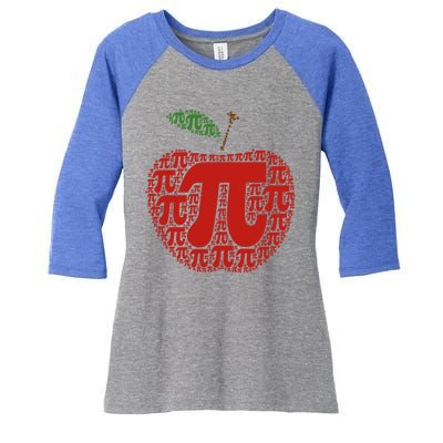 Apple Pi Symbol Pi Day 3/14 Teacher Math Nerd Geek Word Art Meaningful Gift Women's Tri-Blend 3/4-Sleeve Raglan Shirt