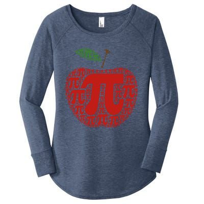 Apple Pi Symbol Pi Day 3/14 Teacher Math Nerd Geek Word Art Meaningful Gift Women's Perfect Tri Tunic Long Sleeve Shirt