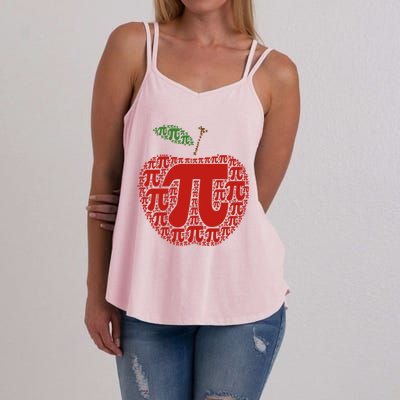 Apple Pi Symbol Pi Day 3/14 Teacher Math Nerd Geek Word Art Meaningful Gift Women's Strappy Tank