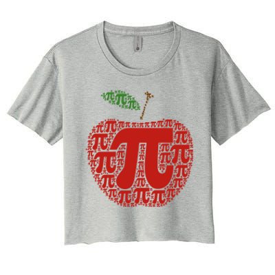 Apple Pi Symbol Pi Day 3/14 Teacher Math Nerd Geek Word Art Meaningful Gift Women's Crop Top Tee