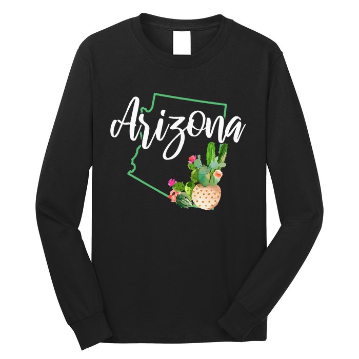 Arizona Pride State Map Cactus Vintage Arizona Long Sleeve Shirt