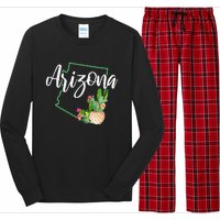 Arizona Pride State Map Cactus Vintage Arizona Long Sleeve Pajama Set