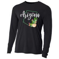 Arizona Pride State Map Cactus Vintage Arizona Cooling Performance Long Sleeve Crew