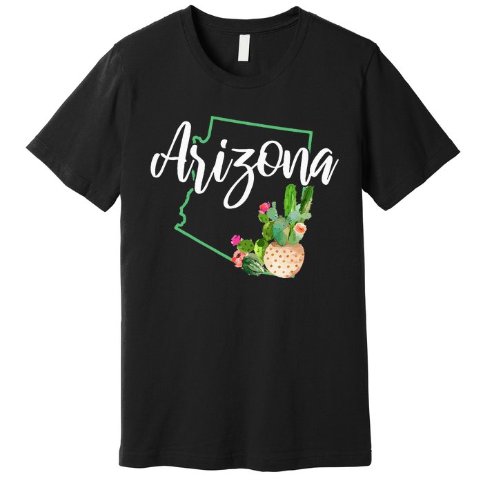 Arizona Pride State Map Cactus Vintage Arizona Premium T-Shirt