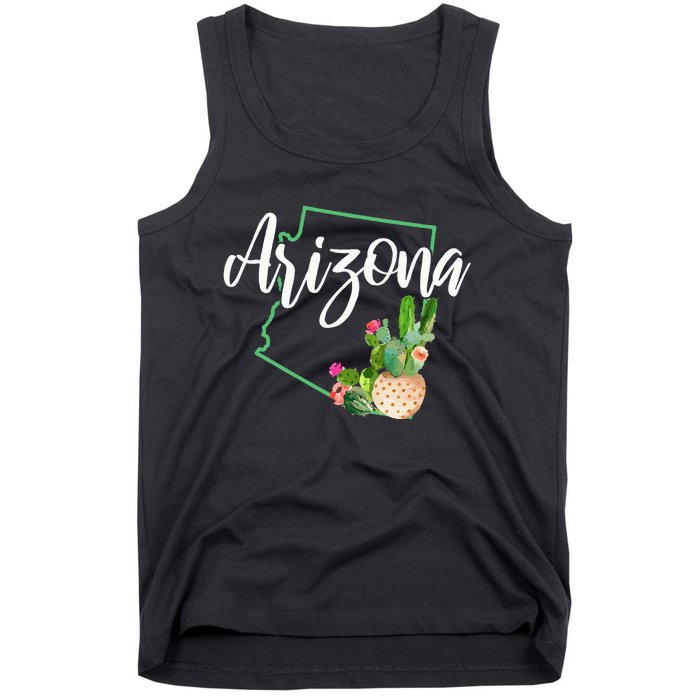 Arizona Pride State Map Cactus Vintage Arizona Tank Top