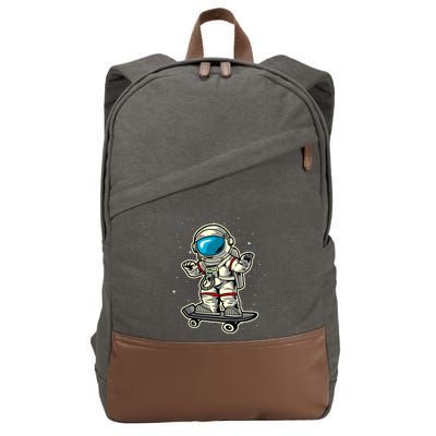 Astronaut Playing Skeatboard In Space Cotton Canvas Backpack