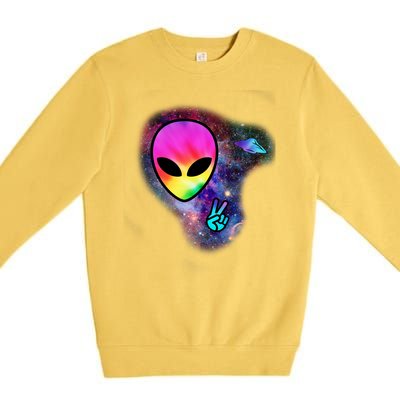 Alien Peace Space Ship Premium Crewneck Sweatshirt