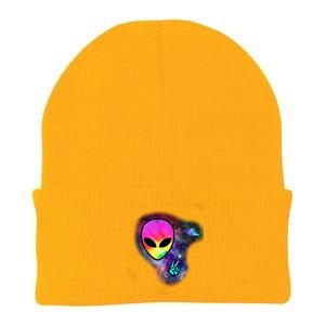 Alien Peace Space Ship Knit Cap Winter Beanie