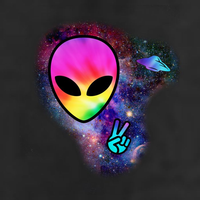 Alien Peace Space Ship 7 Panel Mesh Trucker Snapback Hat