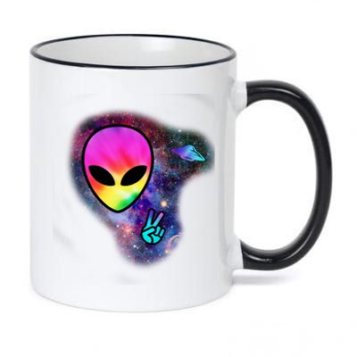 Alien Peace Space Ship 11oz Black Color Changing Mug