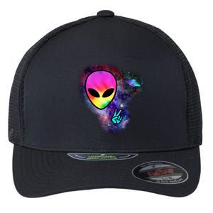 Alien Peace Space Ship Flexfit Unipanel Trucker Cap