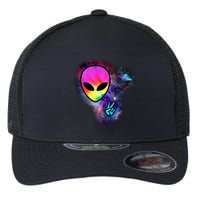 Alien Peace Space Ship Flexfit Unipanel Trucker Cap