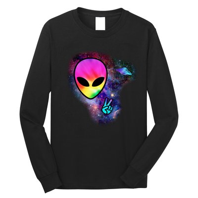 Alien Peace Space Ship Long Sleeve Shirt