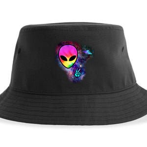 Alien Peace Space Ship Sustainable Bucket Hat