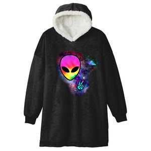 Alien Peace Space Ship Hooded Wearable Blanket