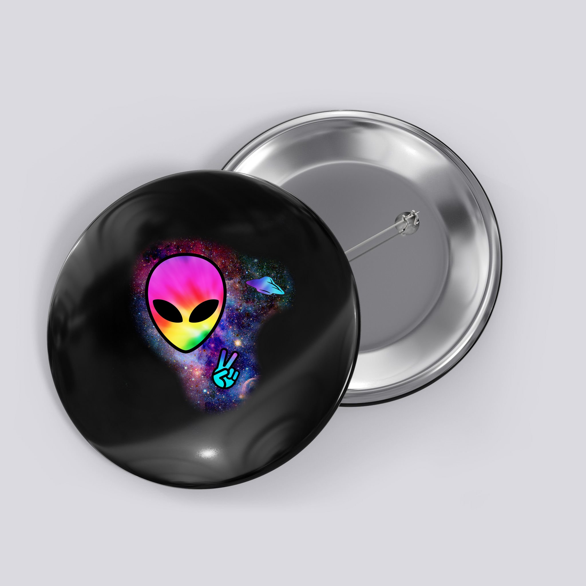Alien Peace Space Ship Button
