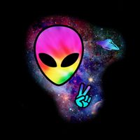 Alien Peace Space Ship Button