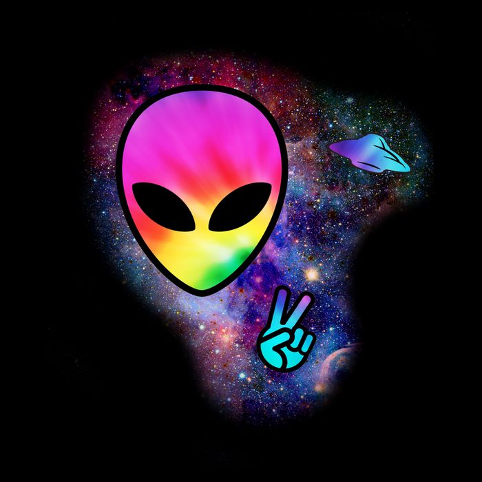 Alien Peace Space Ship Button