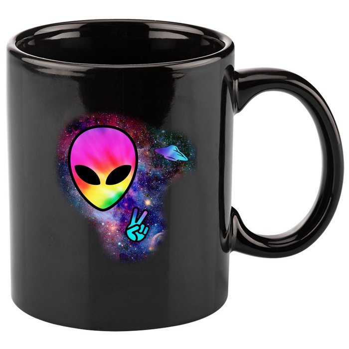 Alien Peace Space Ship 11oz C Handle Ceramic Mug