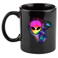 Alien Peace Space Ship 11oz C Handle Ceramic Mug