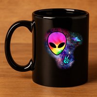 Alien Peace Space Ship 11oz C Handle Ceramic Mug