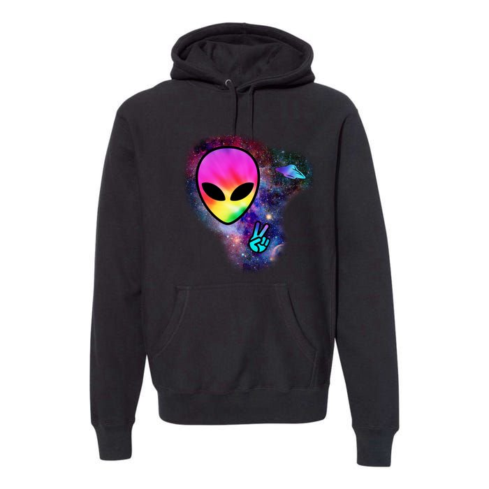 Alien Peace Space Ship Premium Hoodie